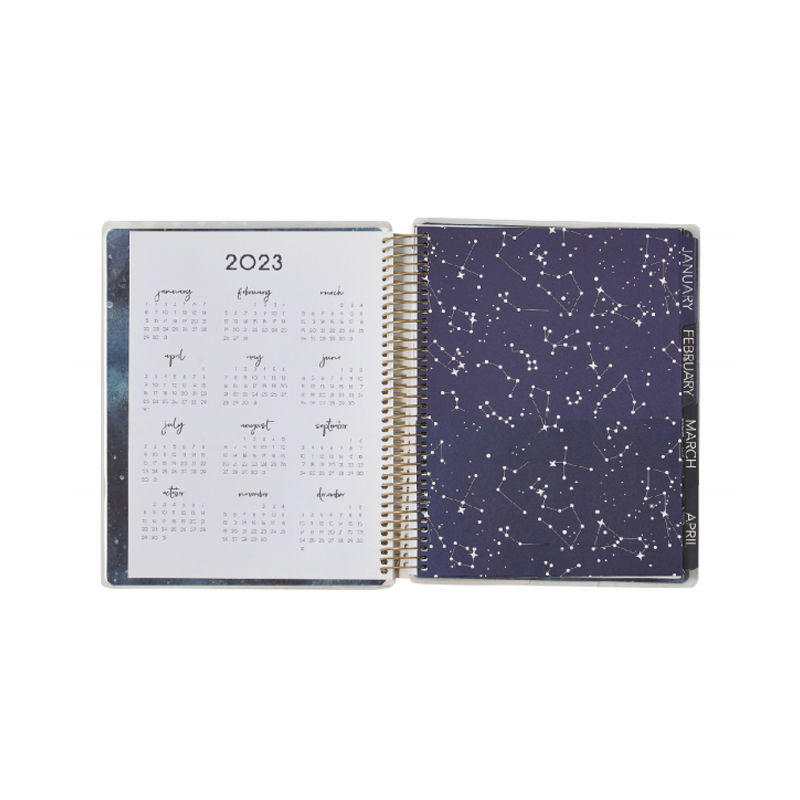 Cuaderno espiral de bucle único con planificador de agenda de 12 meses